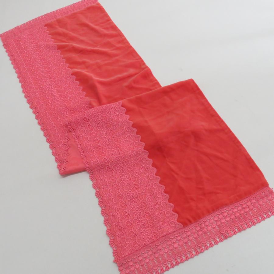 ショール ベルベット 2点セット レーヨン 赤色 桃色 レース刺繍 長さ140cm |  | 01