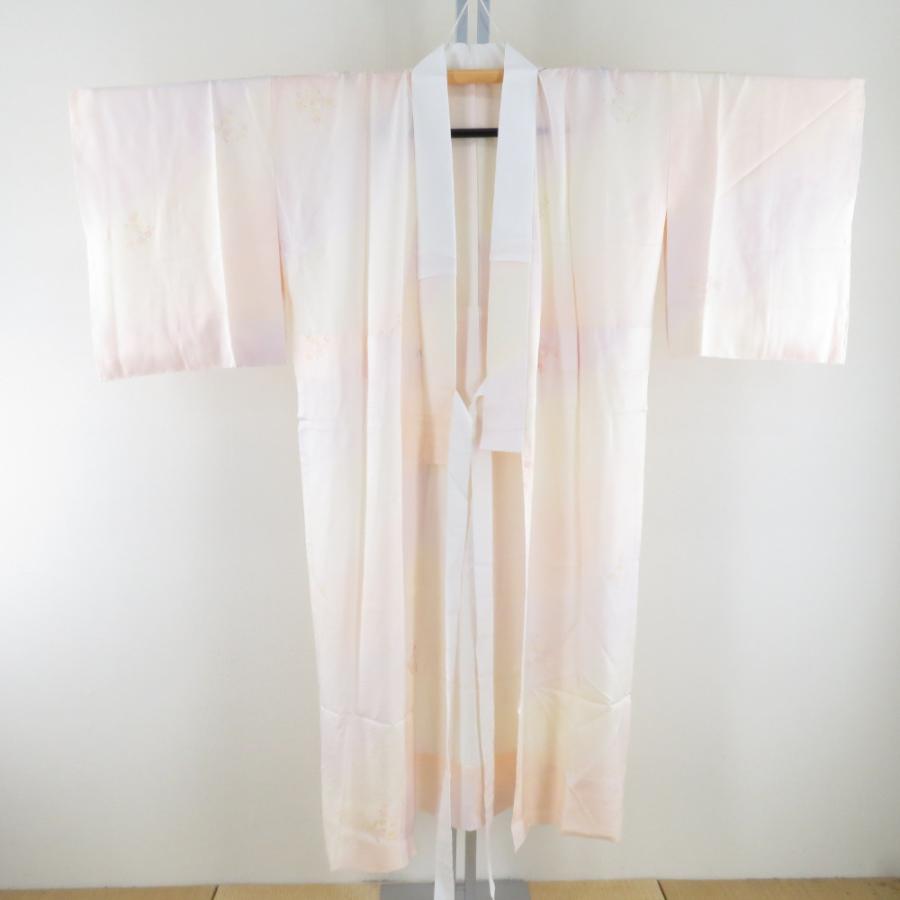 襦袢 桜文様 暈し 薄桃橙色 落款付 正絹 バチ衿 袖無双 長襦袢 仕立て上がり 女性着物用 身丈132cm | 