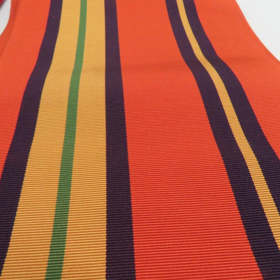 博多織 半幅帯 2本セット 献上柄 縞 赤色 x 橙色 正絹 半巾帯 小袋帯 長さ350cm |  | 03