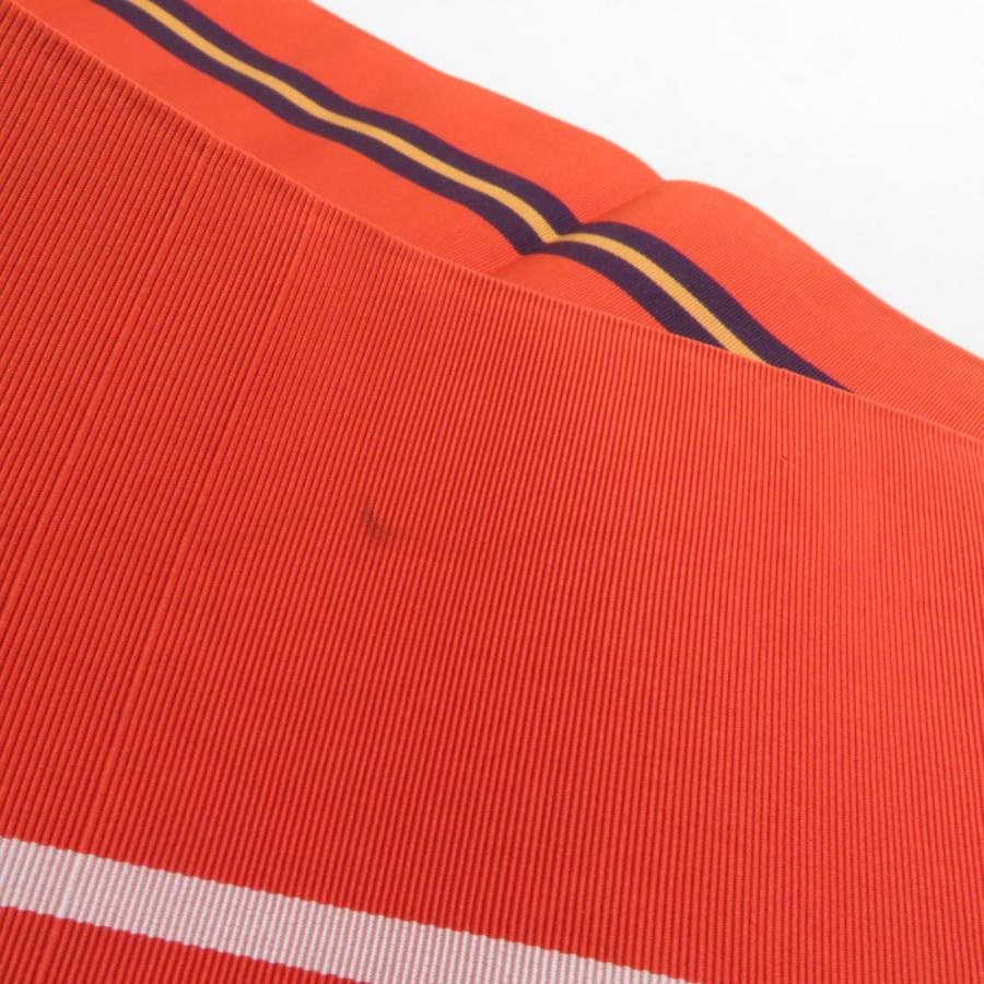 博多織 半幅帯 2本セット 献上柄 縞 赤色 x 橙色 正絹 半巾帯 小袋帯 長さ350cm |  | 05