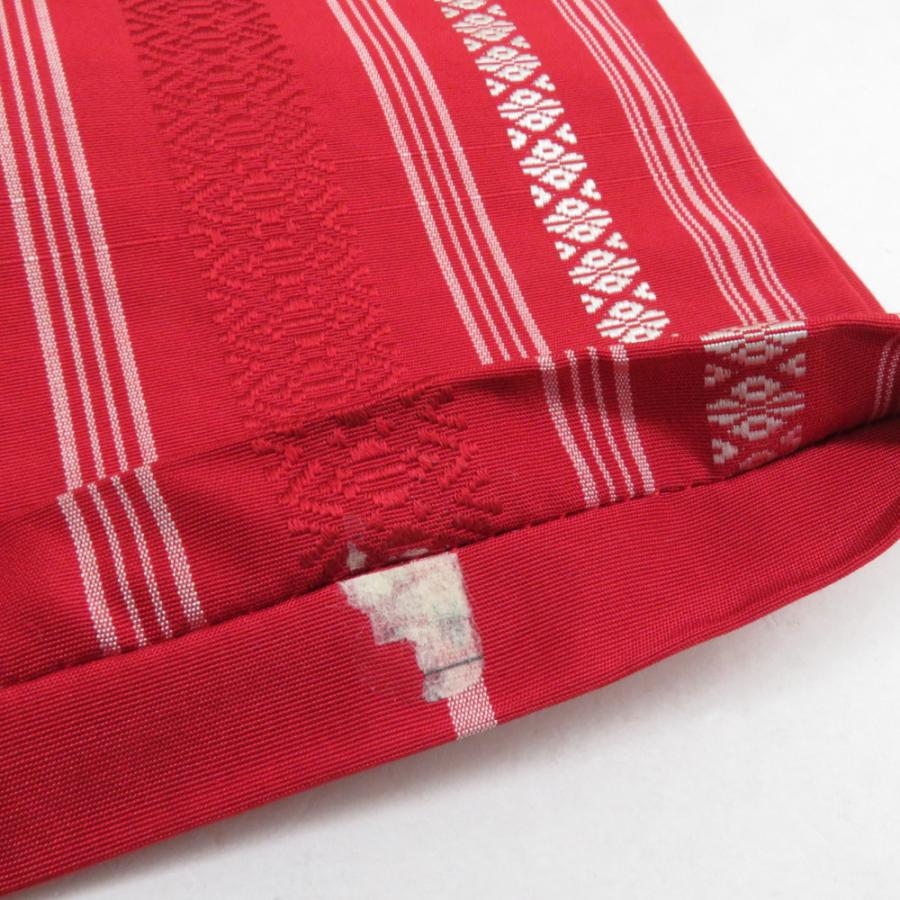 博多織 半幅帯 2本セット 献上柄 縞 赤色 x 橙色 正絹 半巾帯 小袋帯 長さ350cm |  | 08