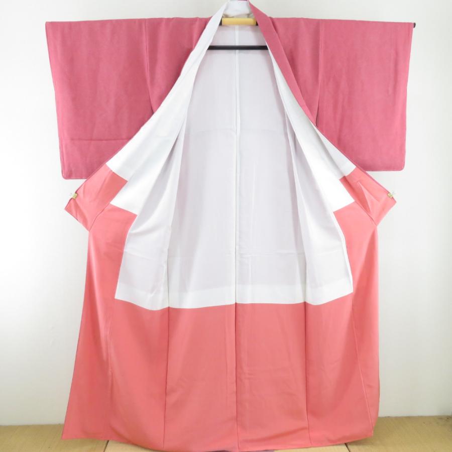 江戸小紋 鮫文 赤桃色 袷 広衿 紋なし 正絹 カジュアル 仕立て上がり着物 身丈158cm |  | 04