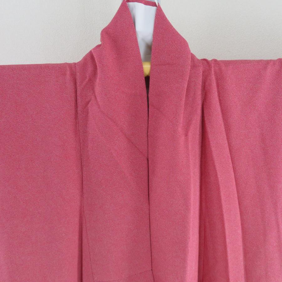 江戸小紋 鮫文 赤桃色 袷 広衿 紋なし 正絹 カジュアル 仕立て上がり着物 身丈158cm |  | 06