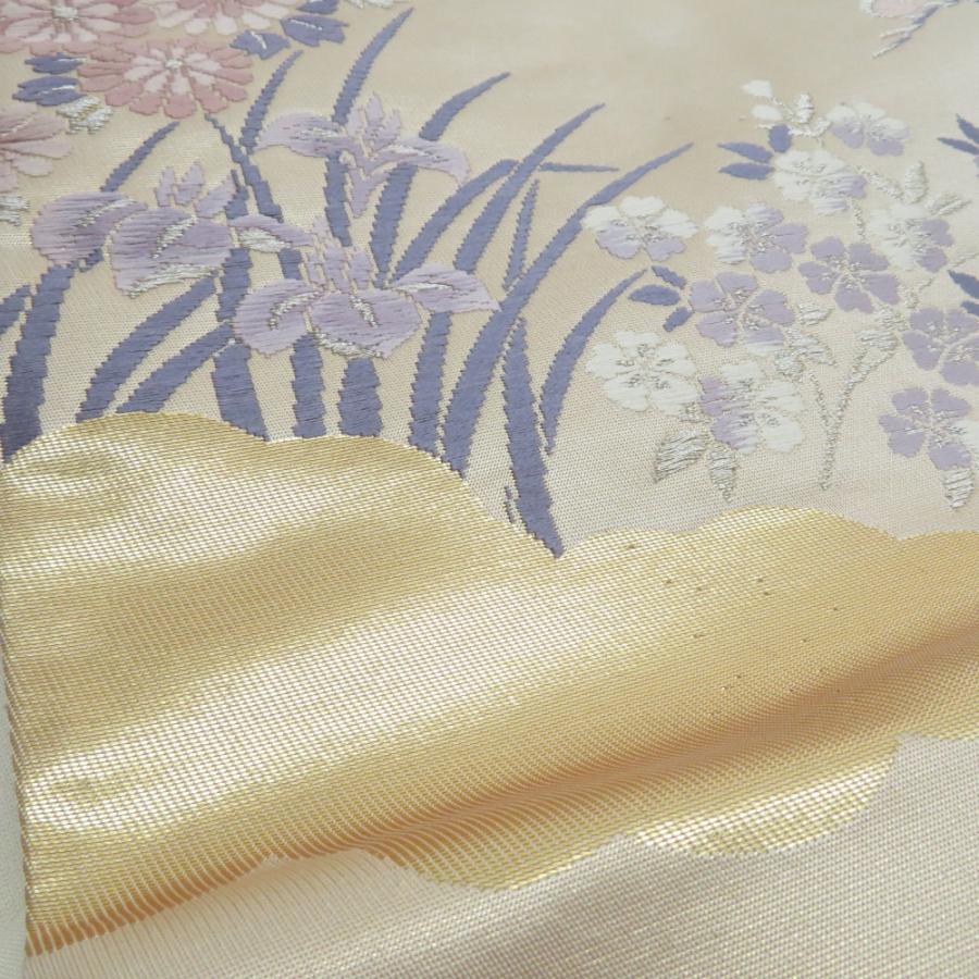 袋帯 御所解文様 ベージュ色 金糸 六通柄 正絹 礼装 フォーマル 着物帯 長さ428cm |  | 07