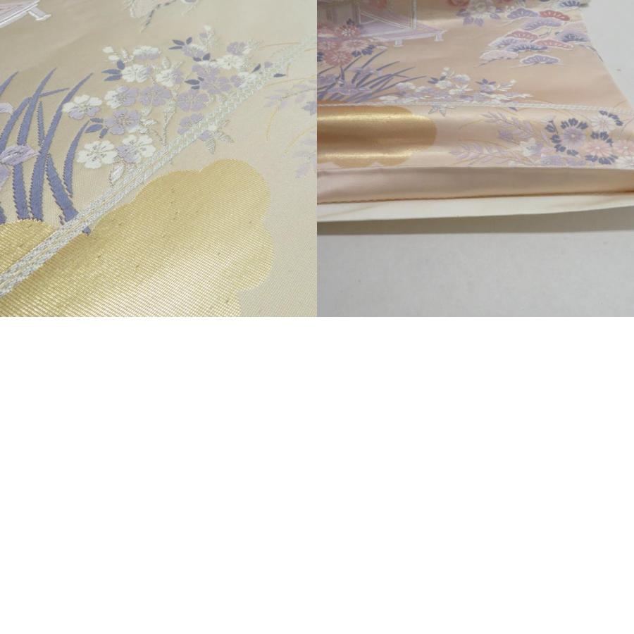 袋帯 御所解文様 ベージュ色 金糸 六通柄 正絹 礼装 フォーマル 着物帯 長さ428cm |  | 09