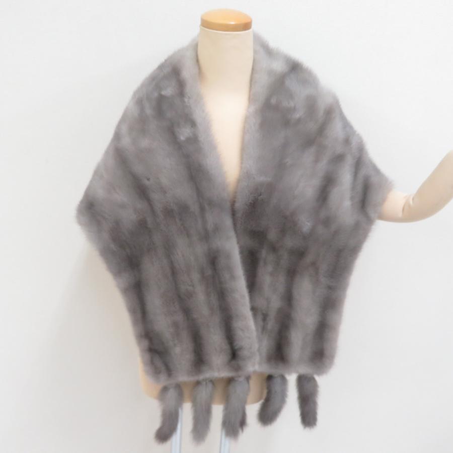 SAGA MINK サガミンク ショール レディース グレー 房付き 本毛皮 長さ150cm 最大幅40cm 成人式 晴れ着 振袖 防寒 長さ150cm | 