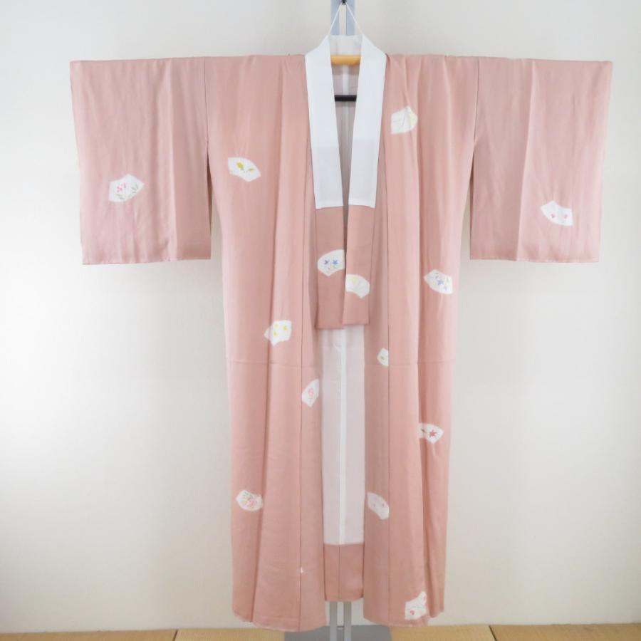 襦袢 絞り 鹿の子地紋 灰桃色 作家物 落款付 正絹 バチ衿 袷仕立て 長襦袢 仕立て上がり 女性着物用 身丈137cm | 