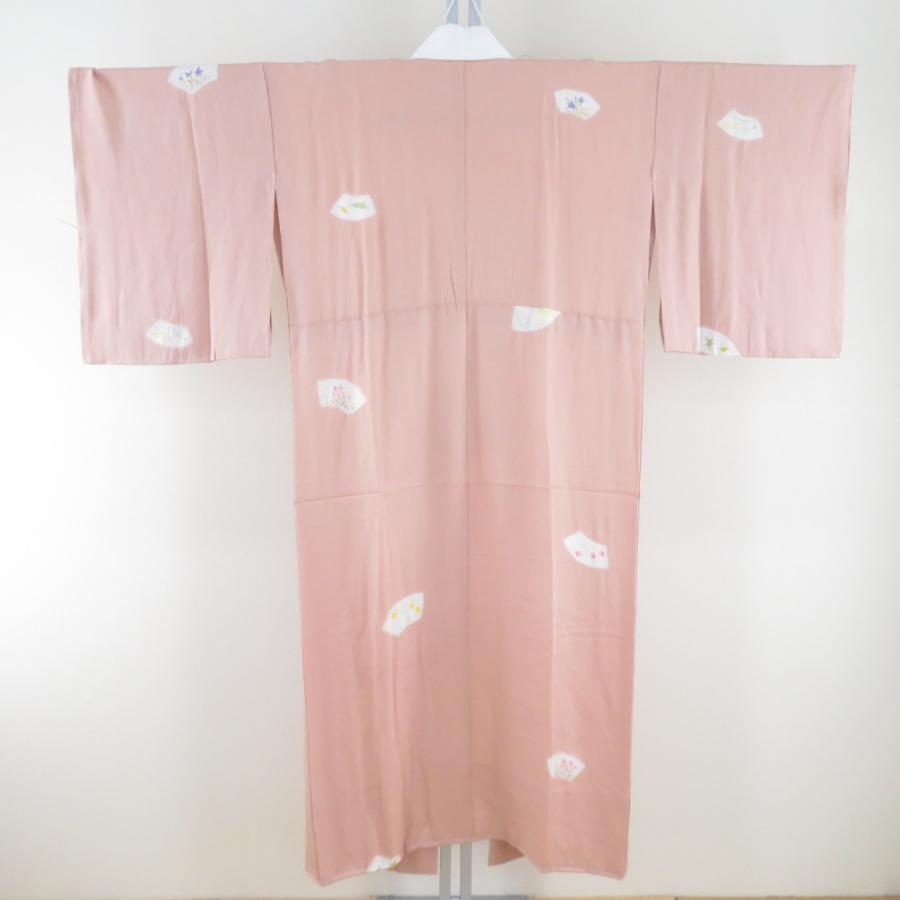 襦袢 絞り 鹿の子地紋 灰桃色 作家物 落款付 正絹 バチ衿 袷仕立て 長襦袢 仕立て上がり 女性着物用 身丈137cm |  | 01