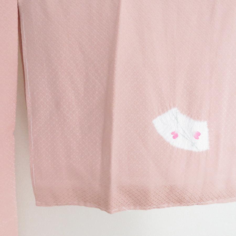 襦袢 絞り 鹿の子地紋 灰桃色 作家物 落款付 正絹 バチ衿 袷仕立て 長襦袢 仕立て上がり 女性着物用 身丈137cm |  | 07