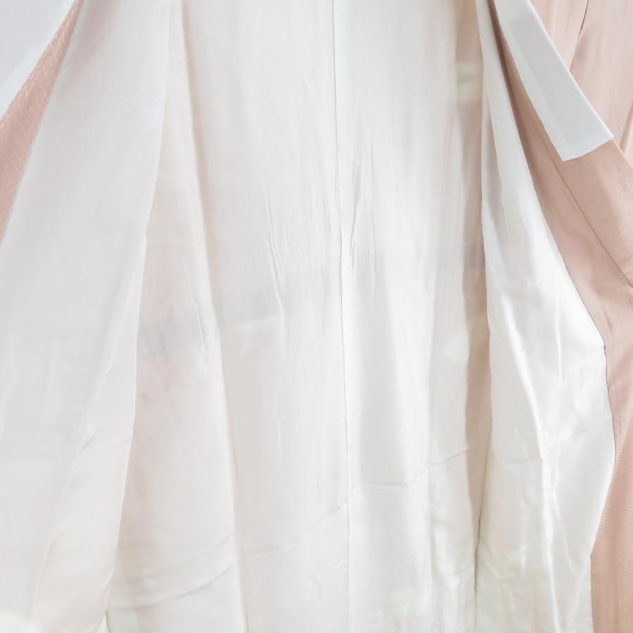 襦袢 絞り 鹿の子地紋 灰桃色 作家物 落款付 正絹 バチ衿 袷仕立て 長襦袢 仕立て上がり 女性着物用 身丈137cm |  | 08