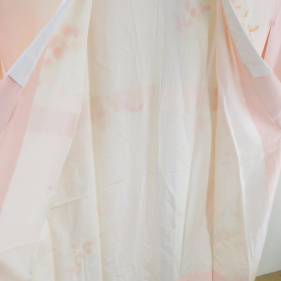 襦袢 葉文様 桃色 ぼかし 正絹 バチ衿 袷仕立て 長襦袢 仕立て上がり 女性着物用 身丈128cm |  | 06