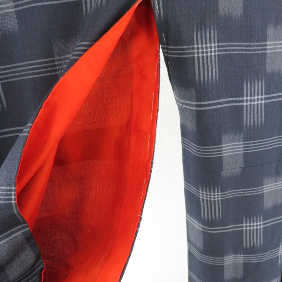 子供着物 アンティーク 縞文様 灰色 バチ衿 袷 カジュアルきもの レトロ 身丈137cm |  | 08