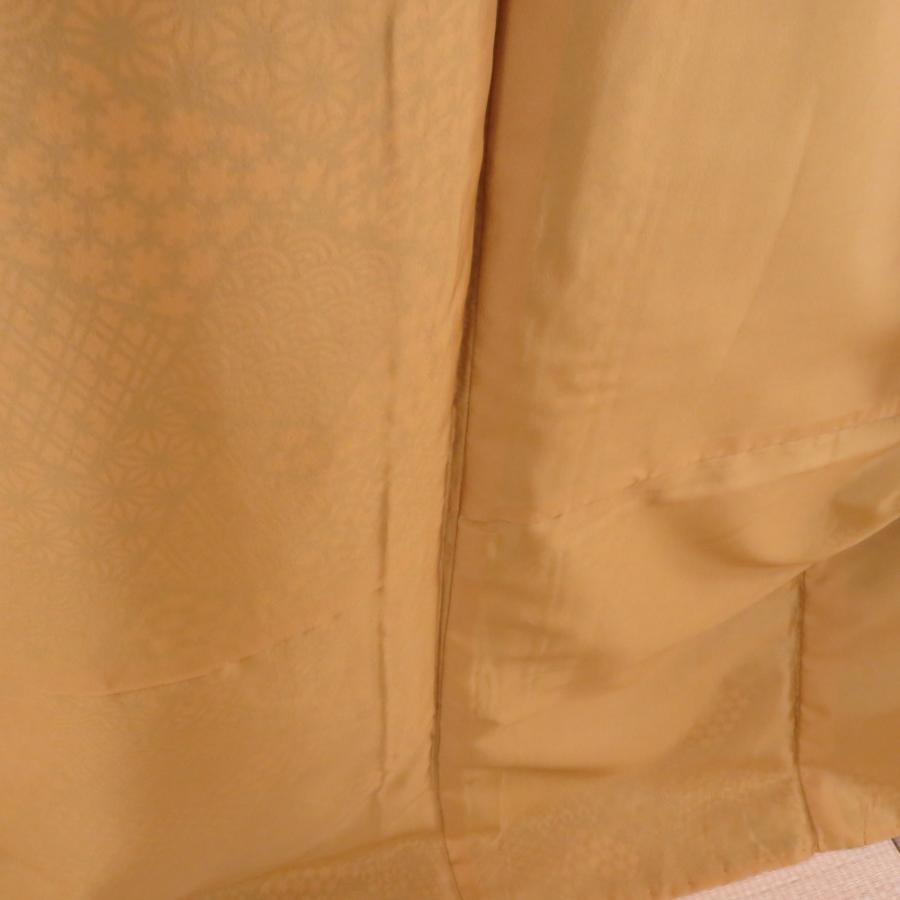 小紋 裂取文様 袷 広衿 青ベージュ色 ポリエステル カラー胴裏 洗える着物 Mサイズ 仕立て上がり カジュアル 身丈164cm |  | 06