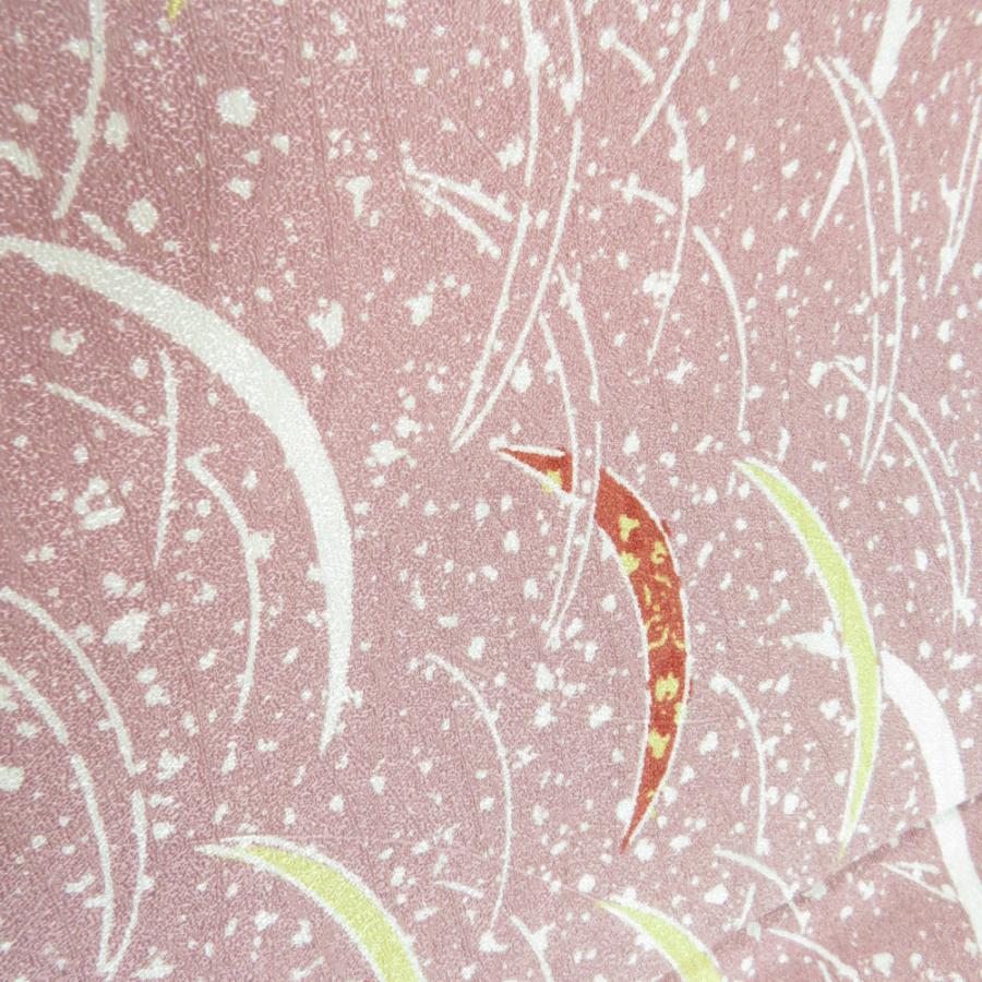 付下げ小紋 たたきに芝草文様 袷 広衿 桃色 正絹 仕立て上がり 紋なし カジュアル着物 身丈154cm |  | 03