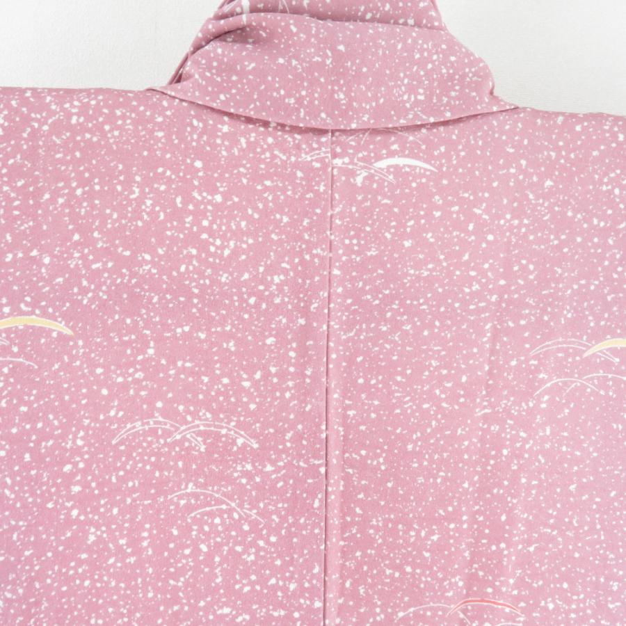 付下げ小紋 たたきに芝草文様 袷 広衿 桃色 正絹 仕立て上がり 紋なし カジュアル着物 身丈154cm |  | 05