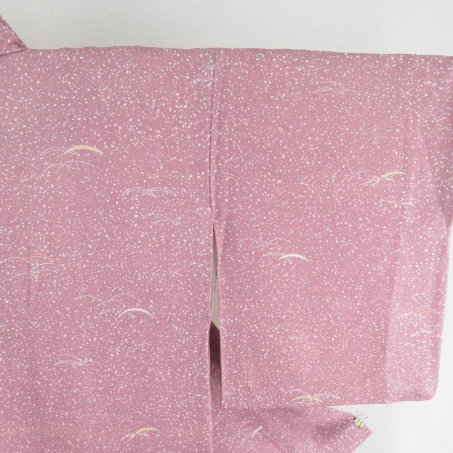 付下げ小紋 たたきに芝草文様 袷 広衿 桃色 正絹 仕立て上がり 紋なし カジュアル着物 身丈154cm |  | 06