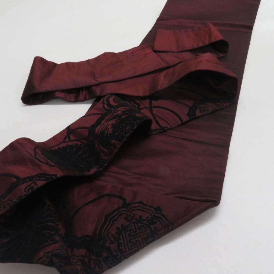 名古屋帯 アンティーク 絹 鏡裏文様 九寸なごや帯 紫色 仕立て上がり レトロ着物 長さ320cm |  | 02