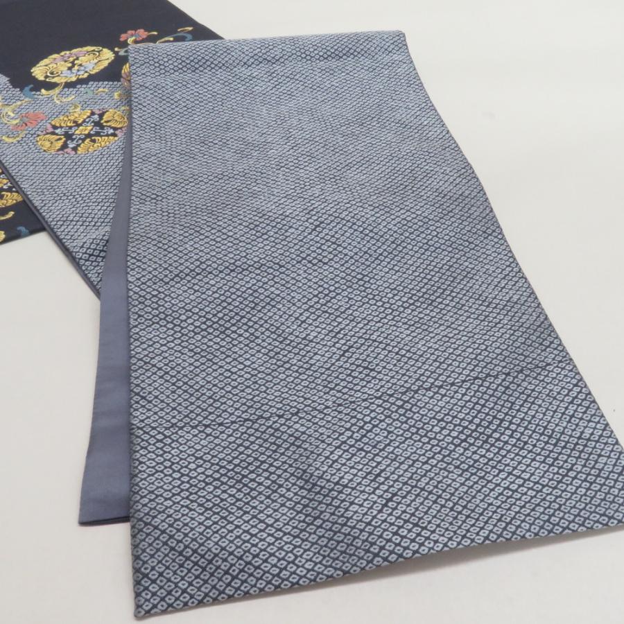 袋帯 鹿の子に花鳥丸文 紫色 金糸 正絹 礼装 フォーマル 着物帯 長さ436cm |  | 02