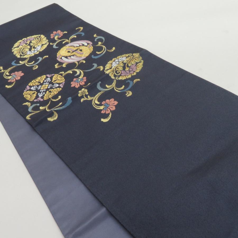 袋帯 鹿の子に花鳥丸文 紫色 金糸 正絹 礼装 フォーマル 着物帯 長さ436cm |  | 03