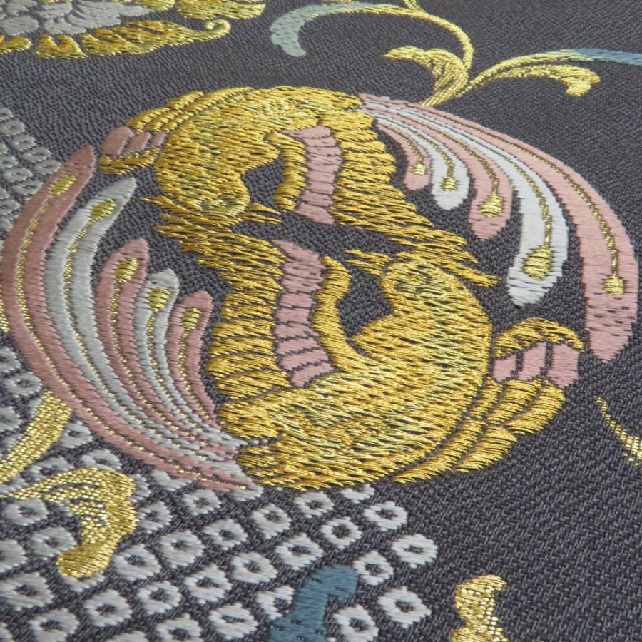 袋帯 鹿の子に花鳥丸文 紫色 金糸 正絹 礼装 フォーマル 着物帯 長さ436cm |  | 06