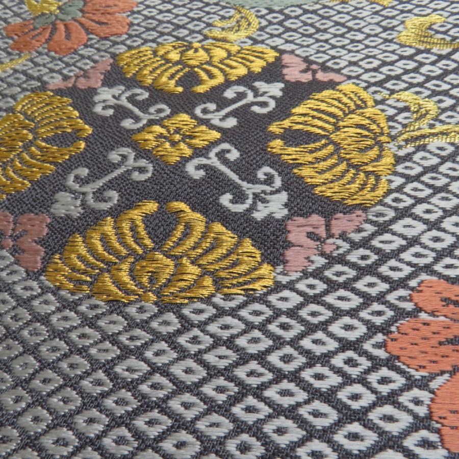 袋帯 鹿の子に花鳥丸文 紫色 金糸 正絹 礼装 フォーマル 着物帯 長さ436cm |  | 08