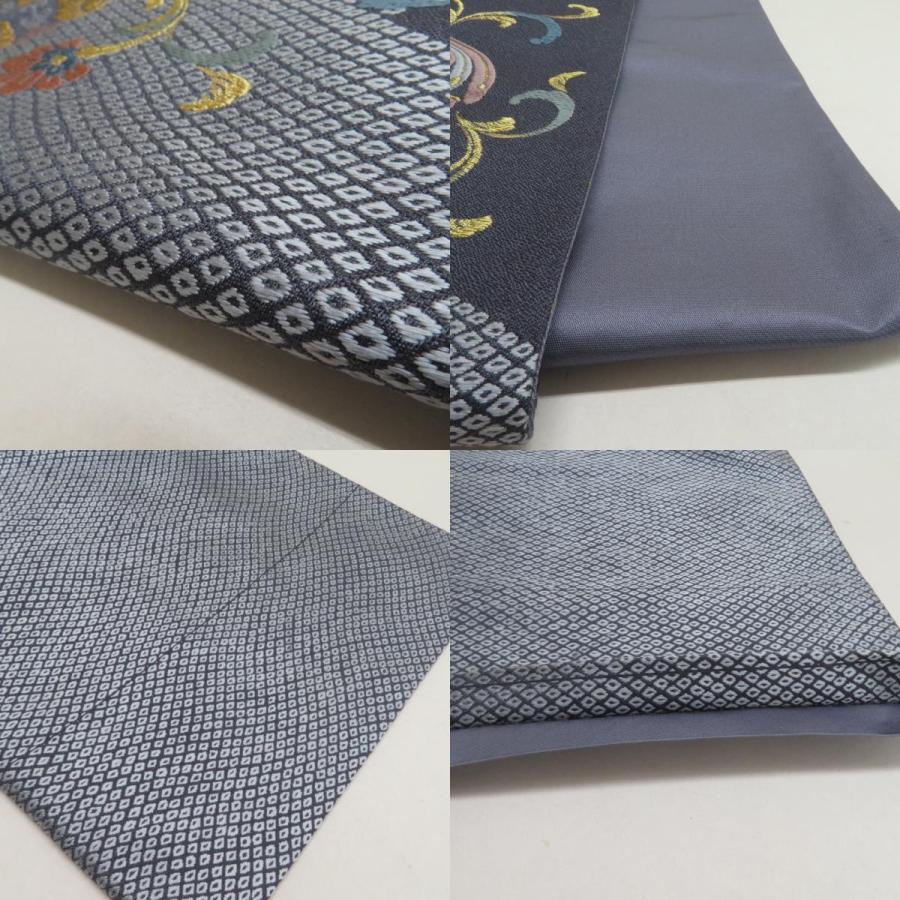 袋帯 鹿の子に花鳥丸文 紫色 金糸 正絹 礼装 フォーマル 着物帯 長さ436cm |  | 09