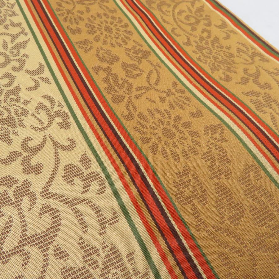 博多織 半幅帯 花唐草 正絹 証紙付 黄土色 半巾帯 小袋帯 長さ380cm |  | 03