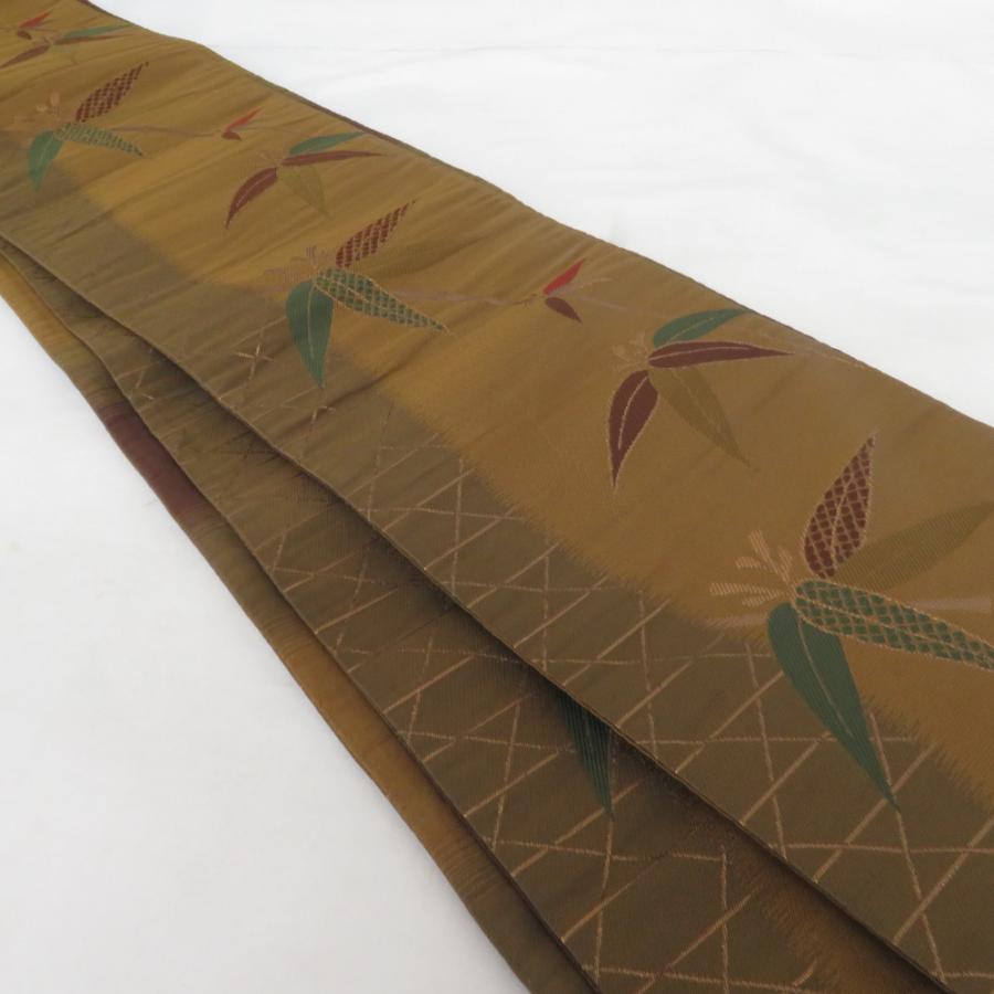 半幅帯 2本セット ポリエステル100% ブラウン 笹竹 x レッド 薔薇 半巾帯 細帯 洗える 仕立て上がり |  | 01