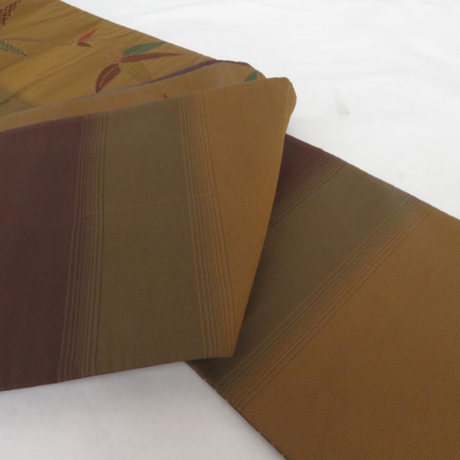 半幅帯 2本セット ポリエステル100% ブラウン 笹竹 x レッド 薔薇 半巾帯 細帯 洗える 仕立て上がり |  | 04