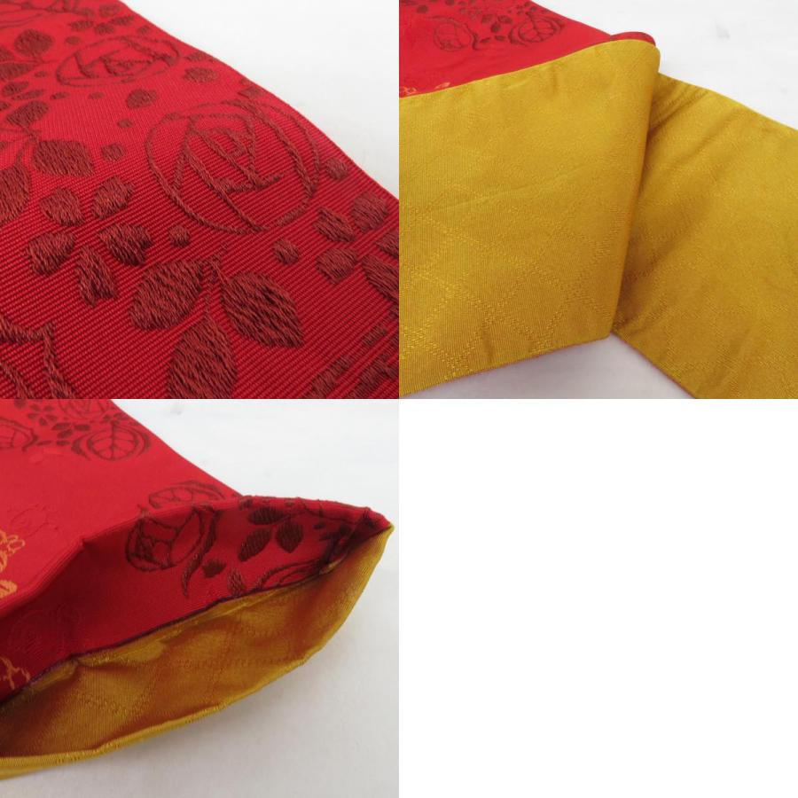 半幅帯 2本セット ポリエステル100% ブラウン 笹竹 x レッド 薔薇 半巾帯 細帯 洗える 仕立て上がり |  | 09