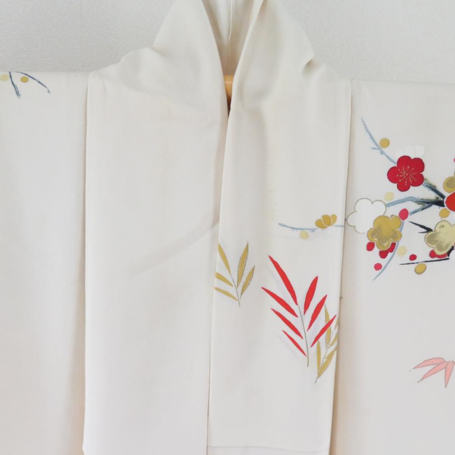 振袖 花吉祥文様 刺繍 箔 ベージュ色 正絹 袷 広衿 成人式 卒業式 フォーマル 昭和レトロ 身丈155cm |  | 06