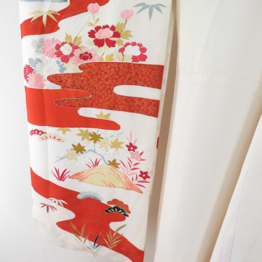 振袖 花吉祥文様 刺繍 箔 ベージュ色 正絹 袷 広衿 成人式 卒業式 フォーマル 昭和レトロ 身丈155cm |  | 07