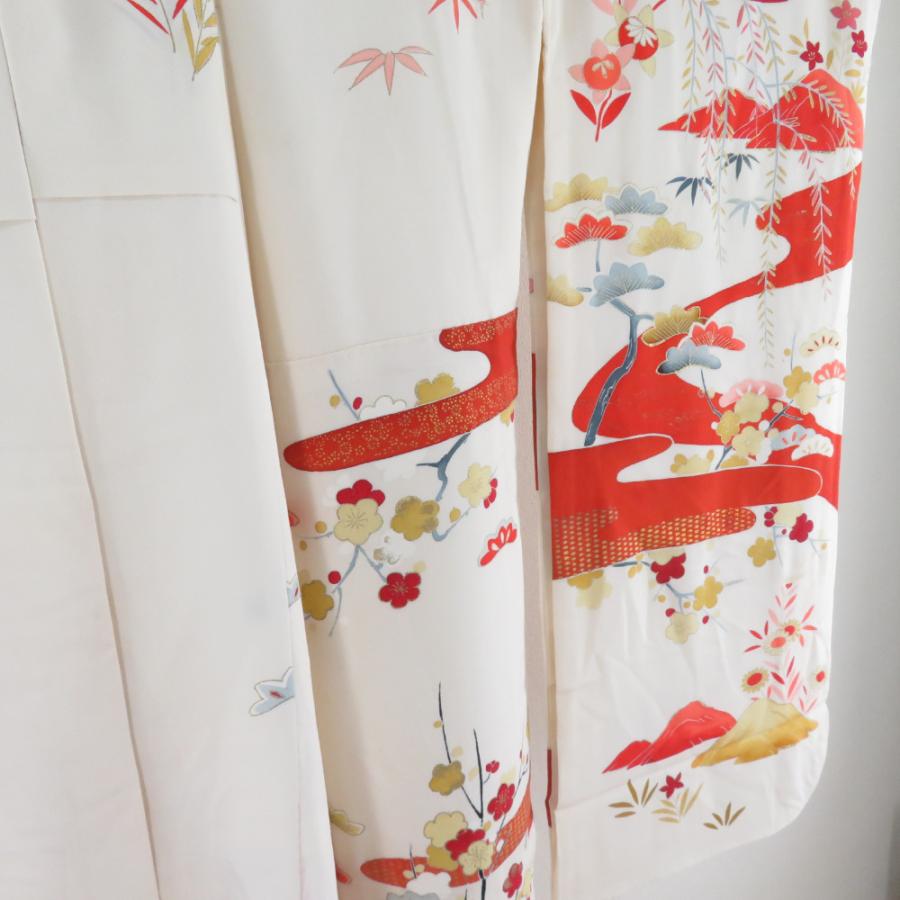 振袖 花吉祥文様 刺繍 箔 ベージュ色 正絹 袷 広衿 成人式 卒業式 フォーマル 昭和レトロ 身丈155cm |  | 08