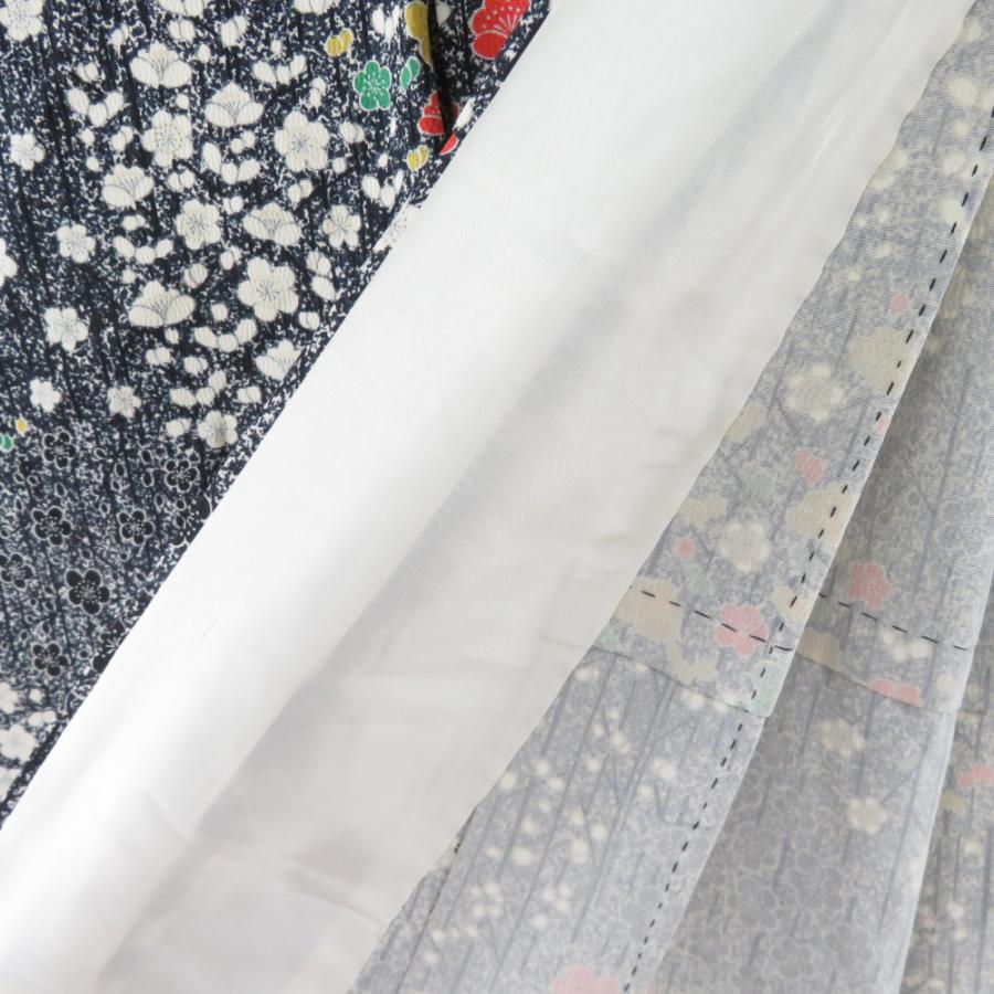 小紋 たたき染めに梅文様 単衣 広衿 白色 黒色 正絹 仕立て上がり カジュアル着物 身丈159cm |  | 05