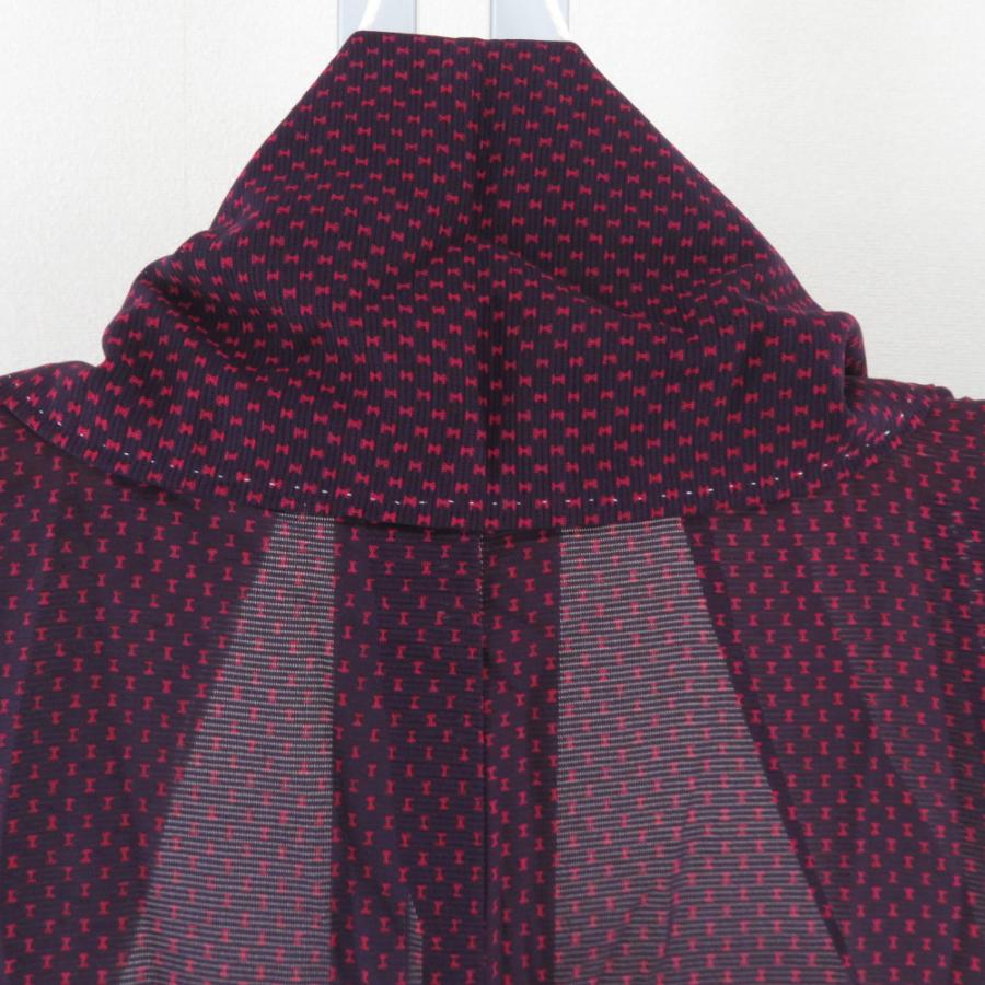 夏着物 小紋 単衣 絽 夏用 抽象文様 正絹 紫色 広衿 仕立て上がり 薄物 身丈152cm |  | 04