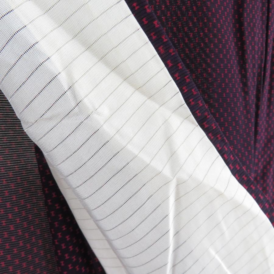 夏着物 小紋 単衣 絽 夏用 抽象文様 正絹 紫色 広衿 仕立て上がり 薄物 身丈152cm |  | 08