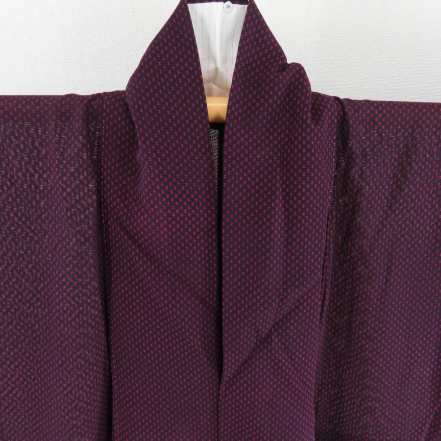 夏着物 小紋 単衣 絽 夏用 抽象文様 正絹 紫色 広衿 仕立て上がり 薄物 身丈152cm |  | 09