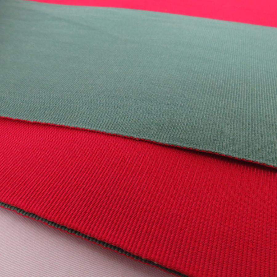 半幅帯 2本セット 縞柄 赤緑色 薄茶色 正絹 半巾帯 小袋帯 仕立て上がり 長さ360cm |  | 04