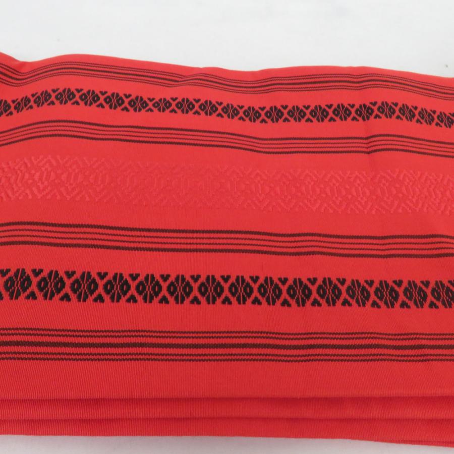 博多織 半幅帯 高橋絹織 献上柄 正絹 証紙付 赤橙色 半巾帯 小袋帯 長さ345cm |  | 03