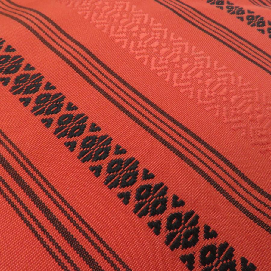 博多織 半幅帯 高橋絹織 献上柄 正絹 証紙付 赤橙色 半巾帯 小袋帯 長さ345cm |  | 04