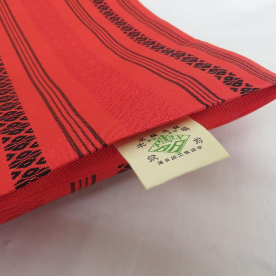 博多織 半幅帯 高橋絹織 献上柄 正絹 証紙付 赤橙色 半巾帯 小袋帯 長さ345cm |  | 06