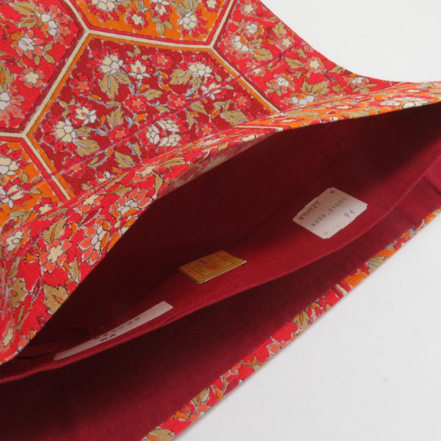 袋帯 亀甲に更紗文様 絹 全通柄 橙色 カジュアル 未仕立て品 着物帯 長さ420cm |  | 07