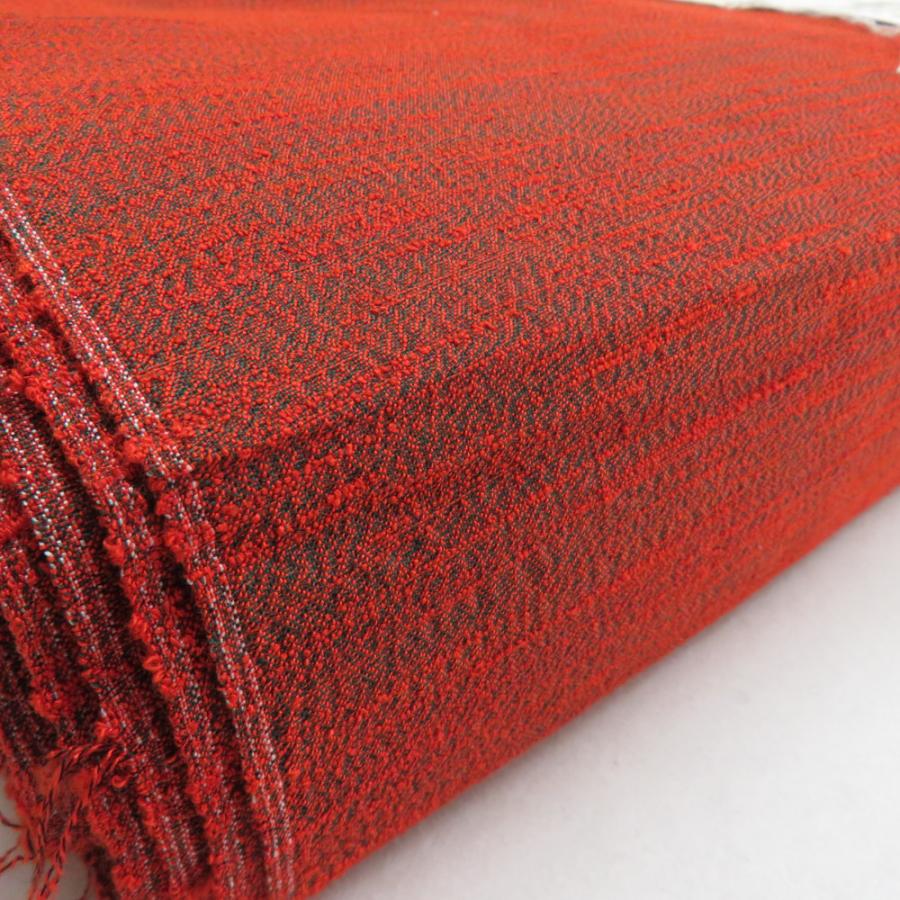 反物 生地 レーヨン 赤橙色 レトロ リメイク素材 ハンドメイド用 長さ2400cm |  | 02