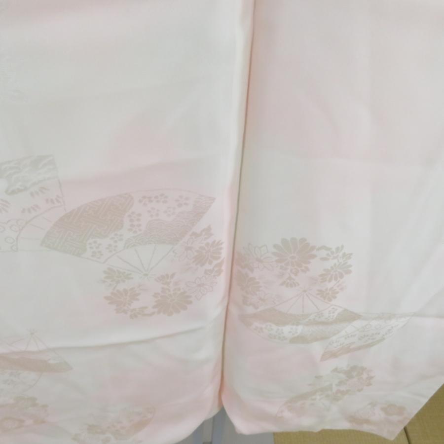 襦袢 振袖用 ぼかし 扇子文様 桃色 正絹 バチ衿 袷仕立て 長襦袢 仕立て上がり 女性着物用 身丈125cm |  | 01