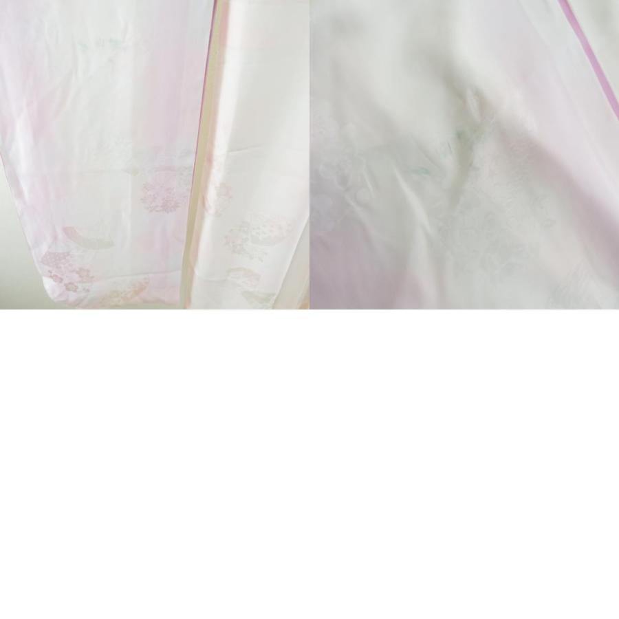 襦袢 振袖用 ぼかし 扇子文様 桃色 正絹 バチ衿 袷仕立て 長襦袢 仕立て上がり 女性着物用 身丈125cm |  | 09