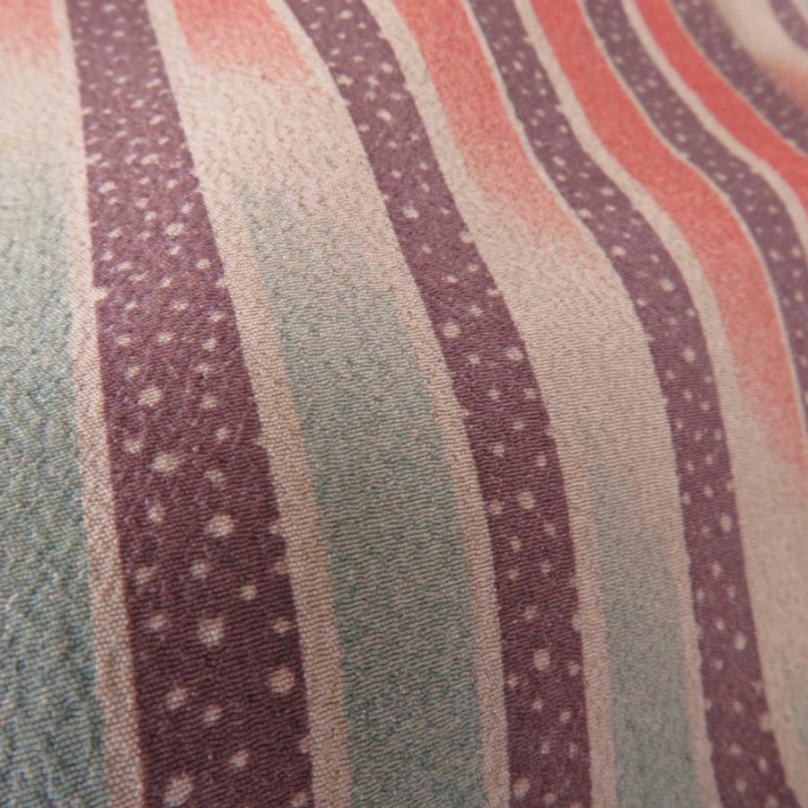 小紋 縞文様 胴抜き単衣 バチ衿 茶色 ポリエステル 洗える着物 仕立て上がり カジュアル 身丈155cm |  | 03