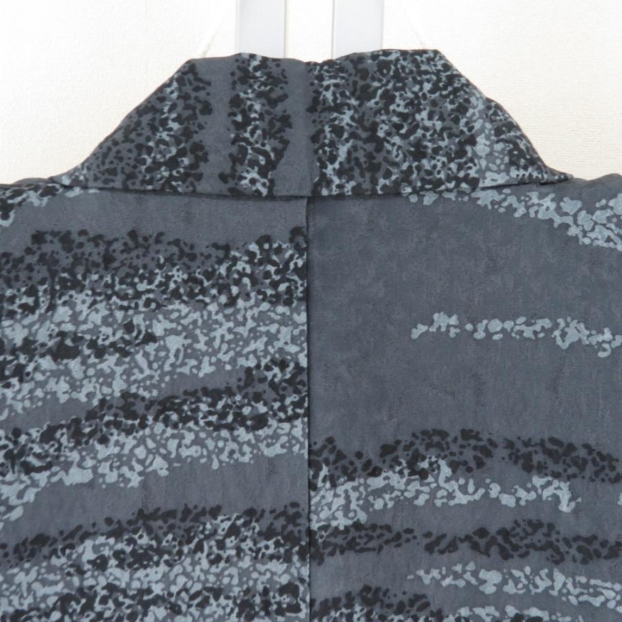 小紋 大久保玄才 そめのざ玄才 たたき染め文様 袷 広衿 灰色 黒色 正絹
