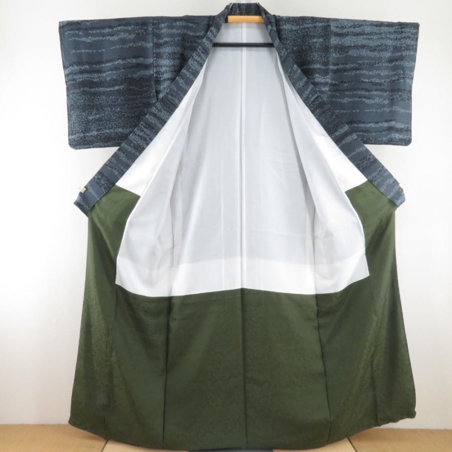 小紋 大久保玄才 そめのざ玄才 たたき染め文様 袷 広衿 灰色 黒色 正絹