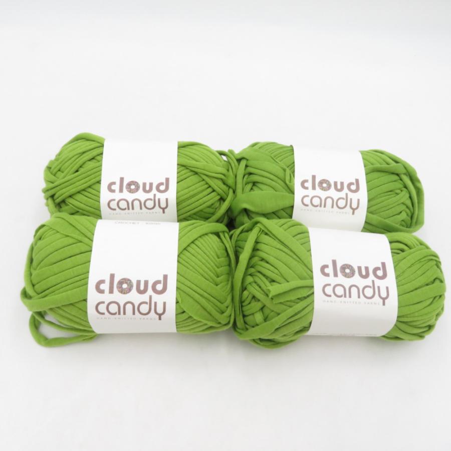 毛糸 Tシャツヤーン CLOUD CANDY クラウドキャンディ 4玉 緑色 ポリエステル100% 約100g 編み物 チャンキーニット 未使用品 | 