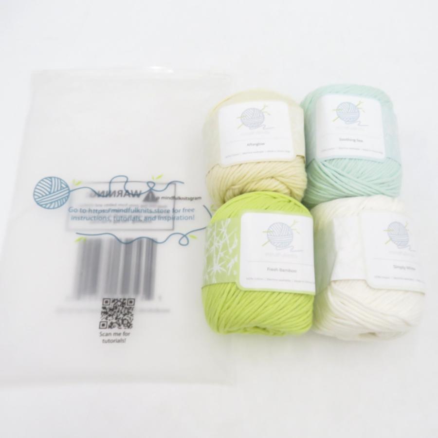 毛糸 mindfulknits マインドフルニット 100％ Cotton 4-pack Yarn Zen キットなし 1玉50ｇ コットン 春夏毛糸 未使用品 | 